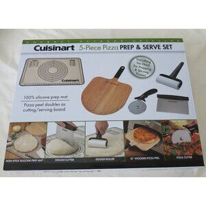 NIB Cuisinart 5-Piece Pizza Prep & Serve Set 100% Silicone Non-Stick Prep Mat